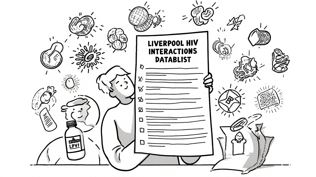 A pharmacist surrounded by dangerous drug interactions from a checklist.