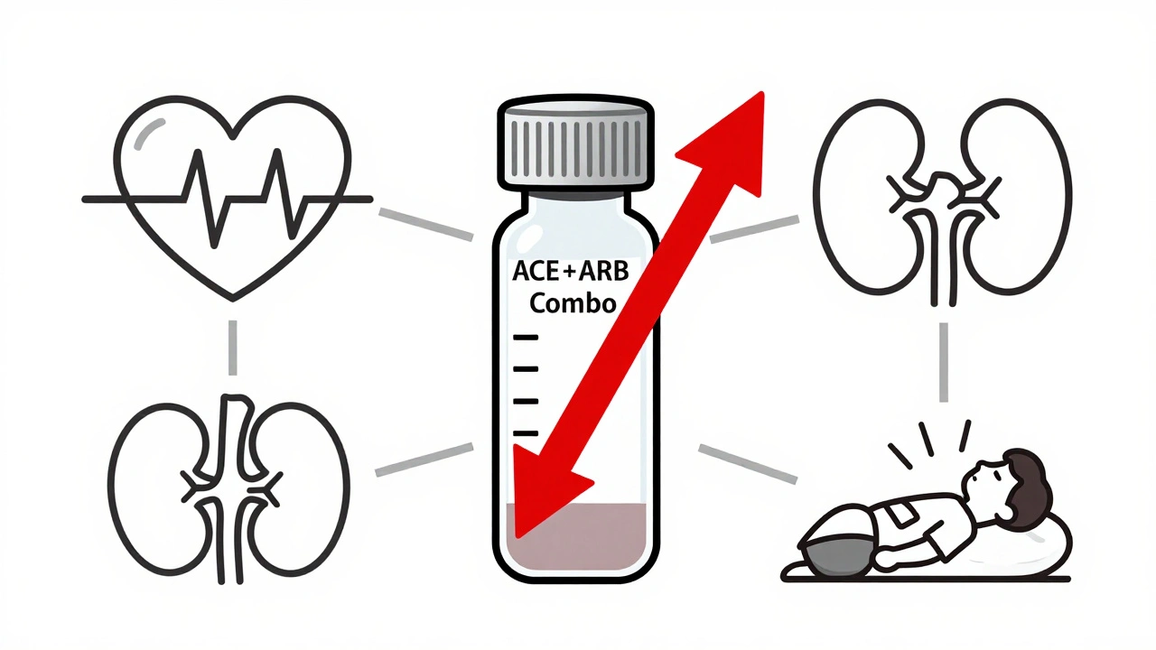 Blood test vial with rising potassium warning and icons for heart, kidney, and fainting.