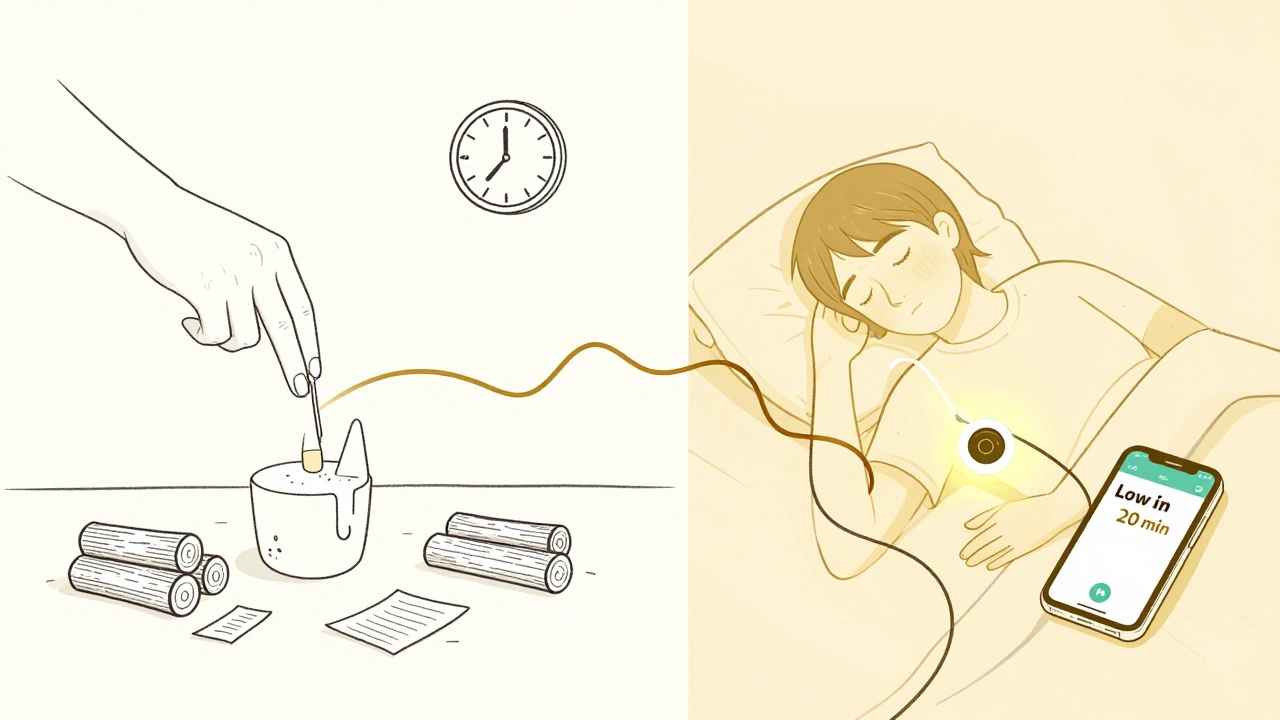 Transition from stressful fingersticks at night to peaceful sleep with an implantable glucose sensor and predictive alert.
