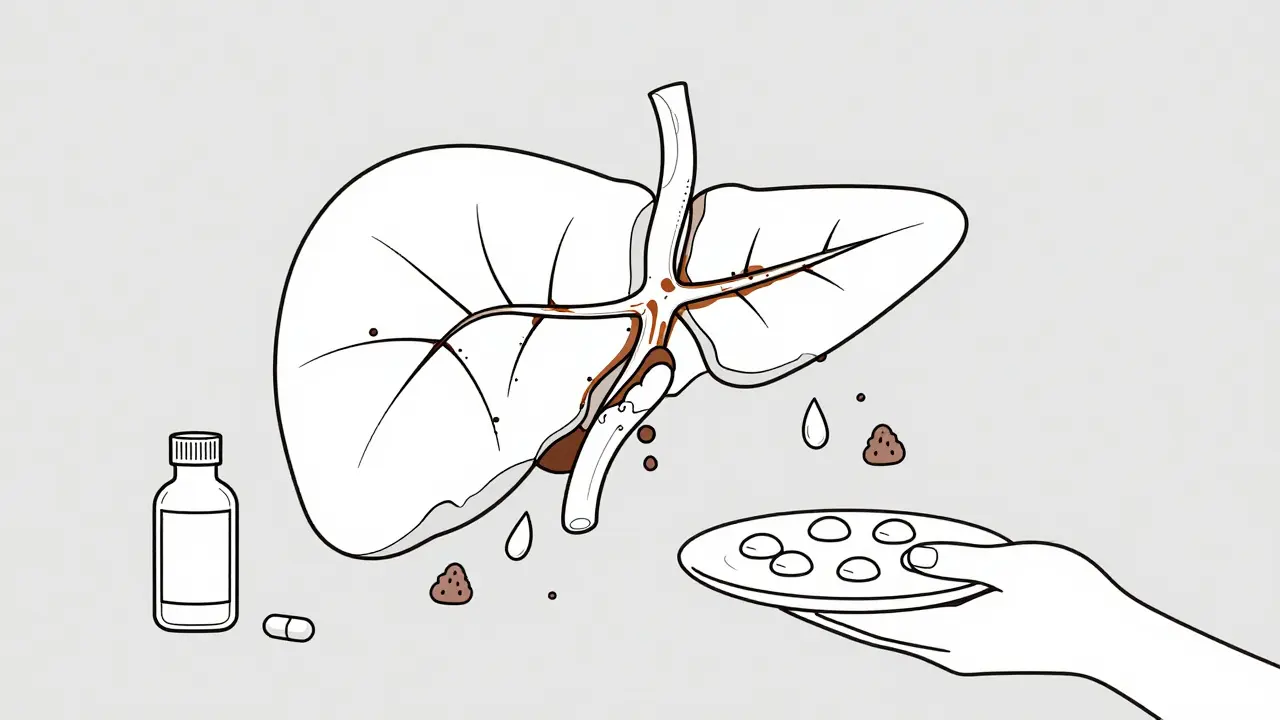 Gradually scarred pancreas with enzyme capsules and small meals, representing chronic pancreatitis management.