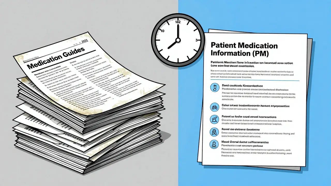 Comparison of outdated multi-page guide versus new simple one-page PMI format