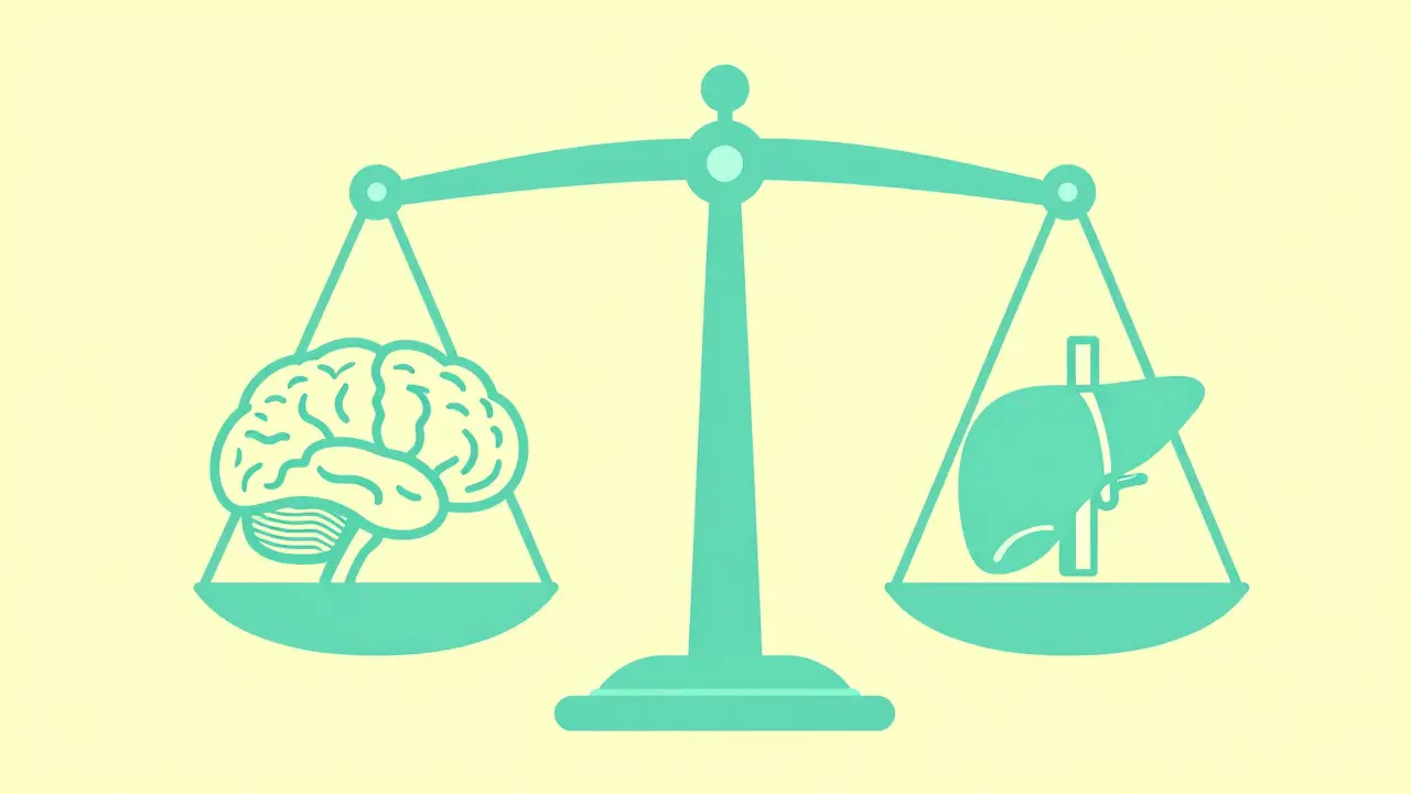 A balanced scale with a brain on one side and a transplanted organ on the other.